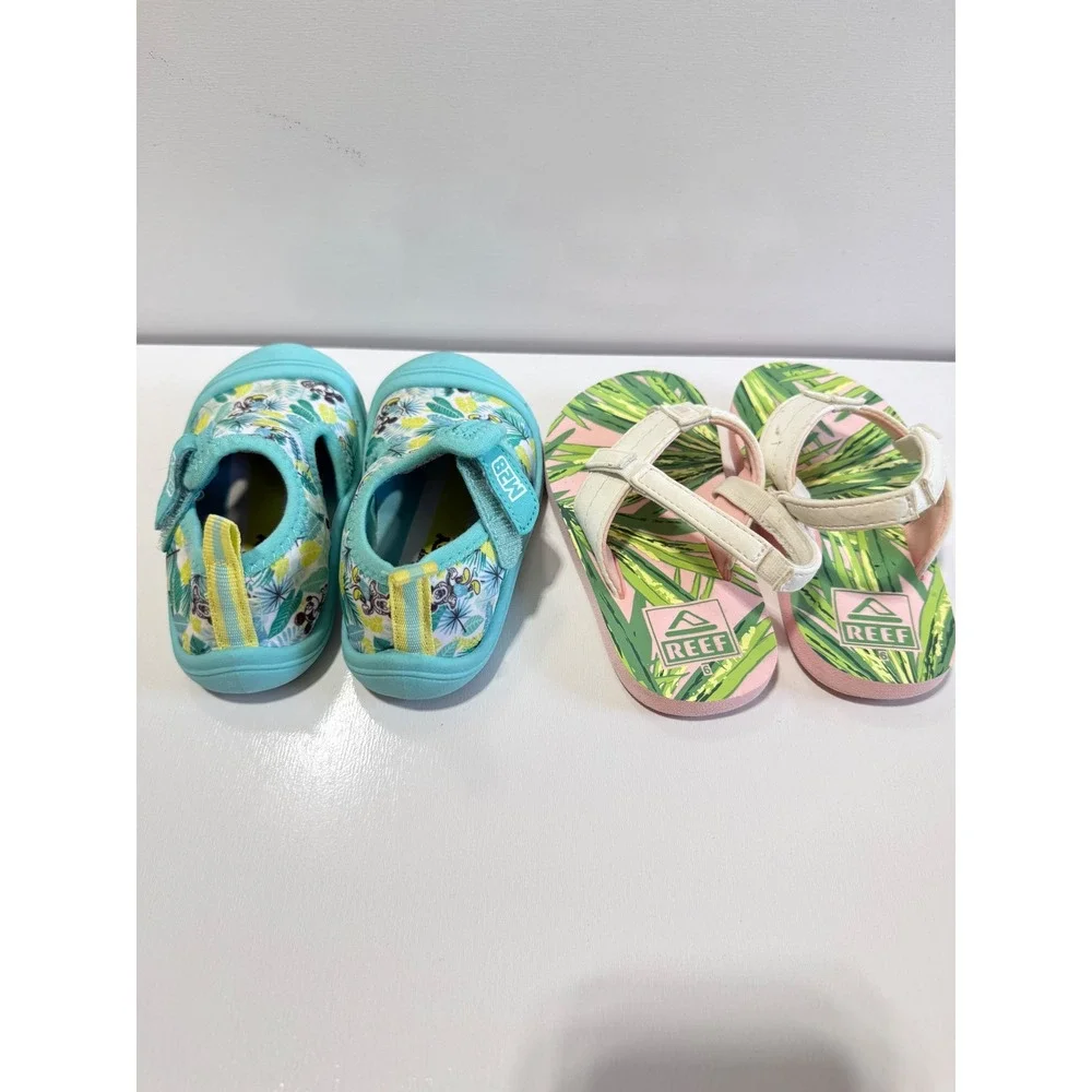 Bundle Toddler Girls Reef Mickey Mouse Water Shoes‎ Beach Summer sz 5-6 Blue